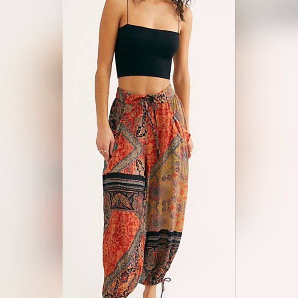 Free People "BEGONIA" BALLOON Boho Wide Leg Pants L Large - Picture 7 of 14